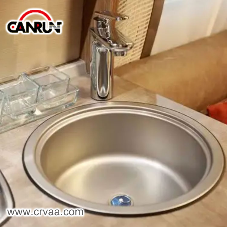 Cylindrical Stainless Steel RV Sink with Cutting Board - 1 