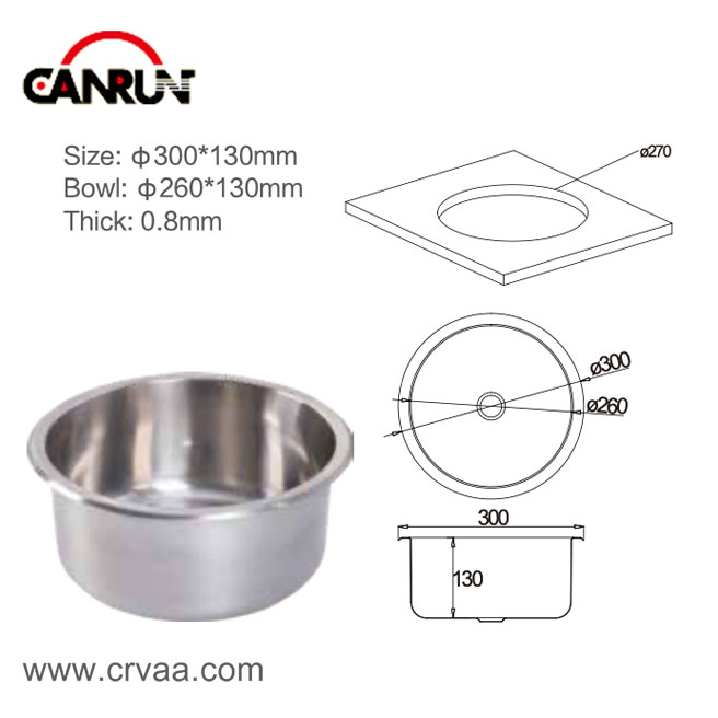 Cylindrical Stainless Steel RV Yacht Sink - 4