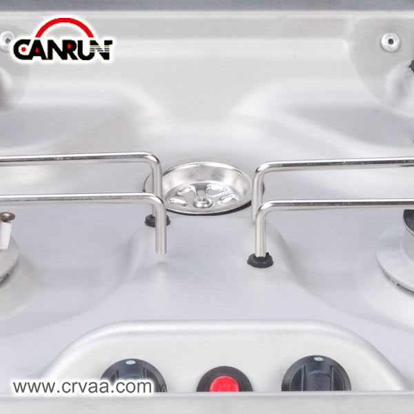 Double Burner RV Stainless Steel Gas Stove with Cover - 7 