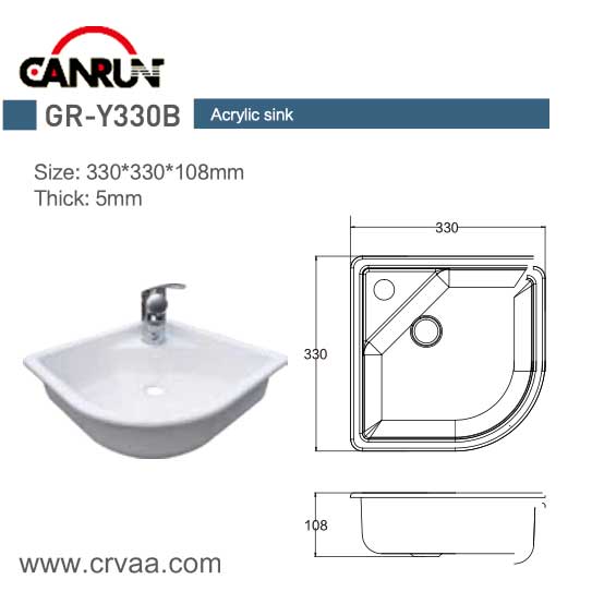 Triangle Sink Corner RV Acrylic Wash Basin - 1