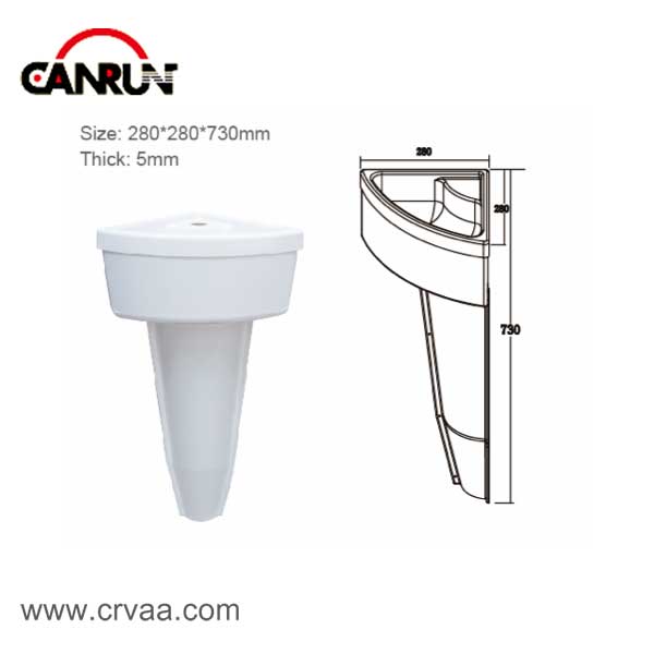 Corner Curved Plastic Acrylic Wash Basin with Pedestal - 3 