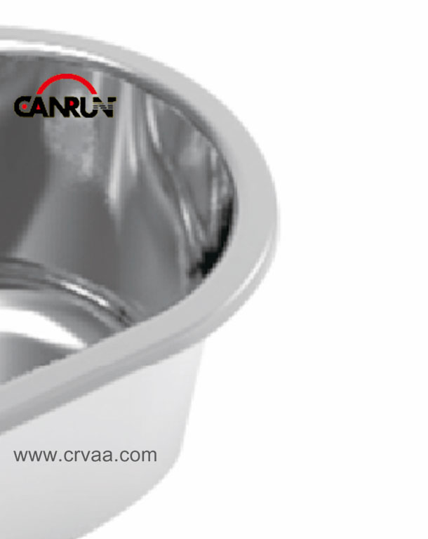 Oval tvåfärgad RV-diskbänk i rostfritt stål - 4