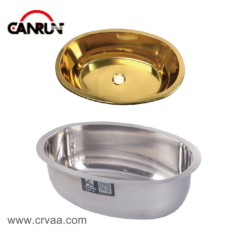 Oval tvåfärgad rostfritt stål RV Yacht Sink - 0