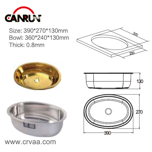 Oval Duo-Tone Stainless-Steel RV Yacht Sink - 2 