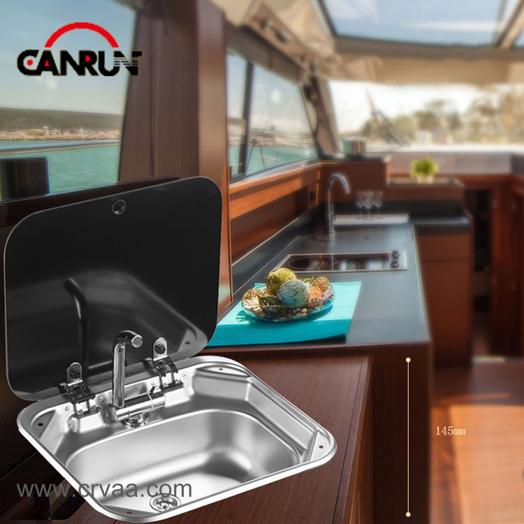 Rectangular With Flat Stainless Steel Covered RV Sink - 4