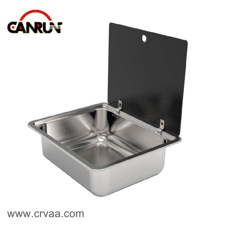Rectangular With Flat Stainless Steel Covered RV Sink - 0