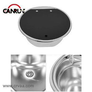 Round Stainless Steel Covered RV Sink - 2