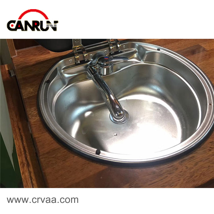 Round Stainless Steel Covered RV Sink - 7
