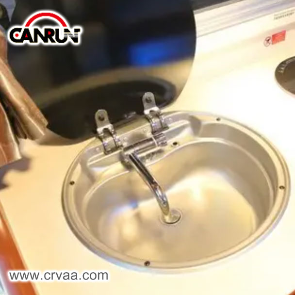 Round Stainless Steel Covered RV Sink - 8