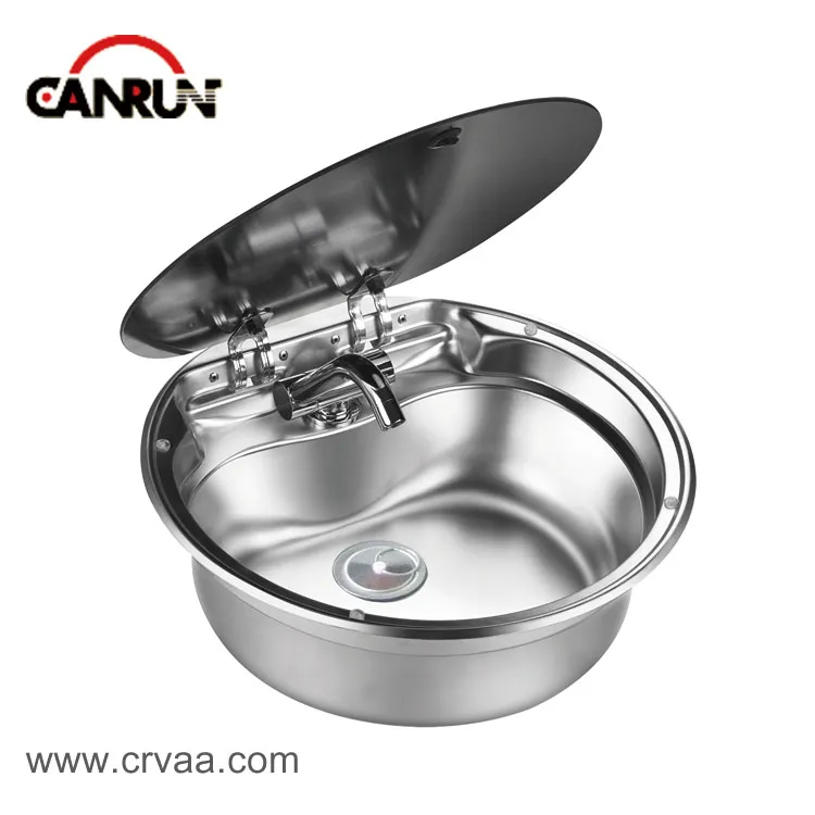 Round Stainless Steel Covered RV Sink