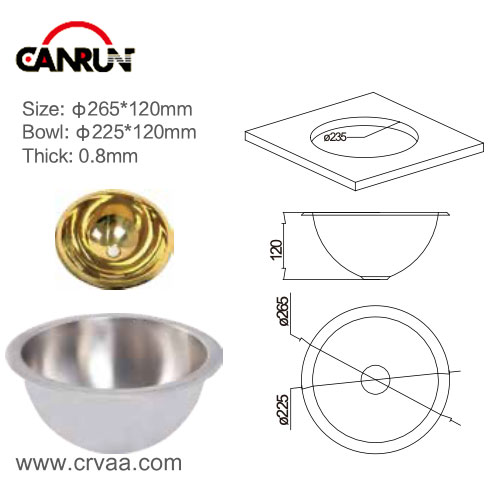 Round Two-Tone Stainless-Steel RV Yacht Apartment Golden Sink - 3