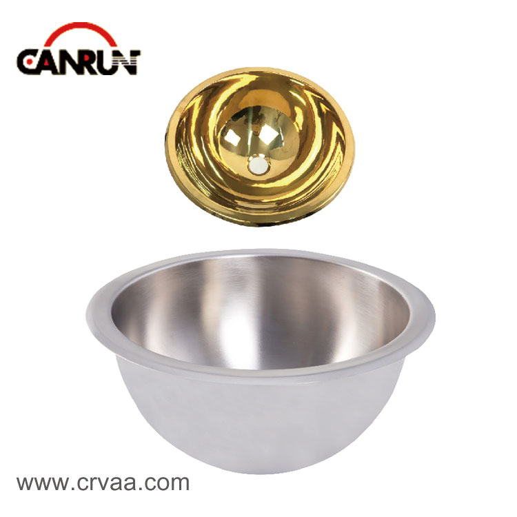 Round Two-Tone Stainless-Steel RV Yacht Apartment Golden Sink