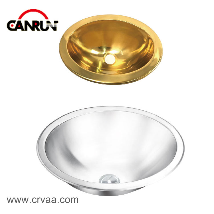 Round Two-Tone Stainless-Steel RV Yacht Apartment Sink - 0