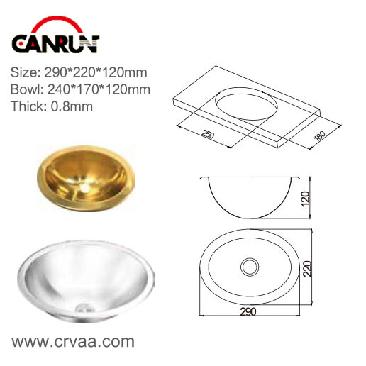 Round Two-Tone Stainless-Steel RV Yacht Apartment Sink - 4
