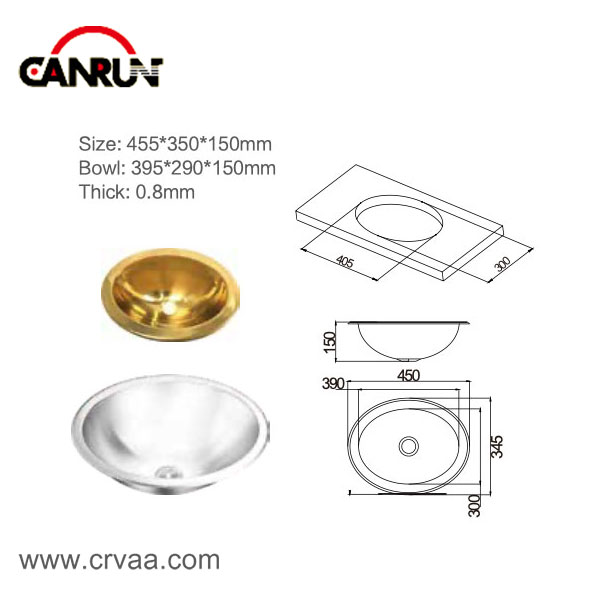 Round Two-Tone Stainless-Steel RV Yacht Sink - 3