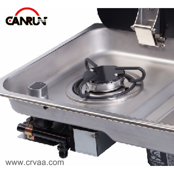 Single Stove and Sink Integrated Stainless Steel Gas Stove with Cover - 2