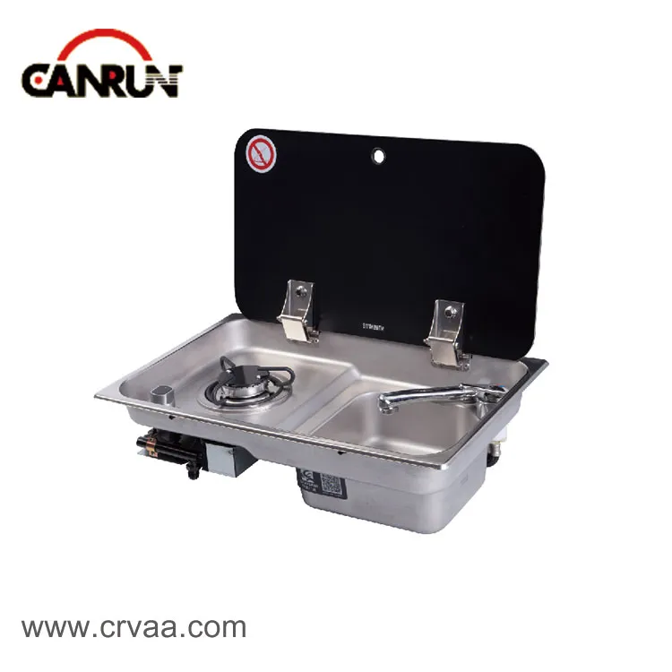 Single Stove at Sink Integrated Stainless Steel Gas Stove na may Cover