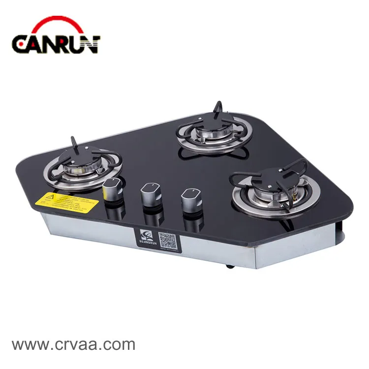 Three-Burner Corner Built-in Glass Countertop Gas Stove