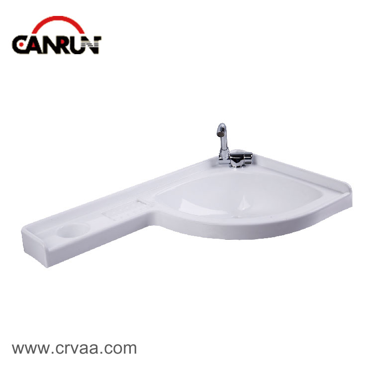 Triangle Sink Corner Acrylic Wash Basin with Integrated Countertop