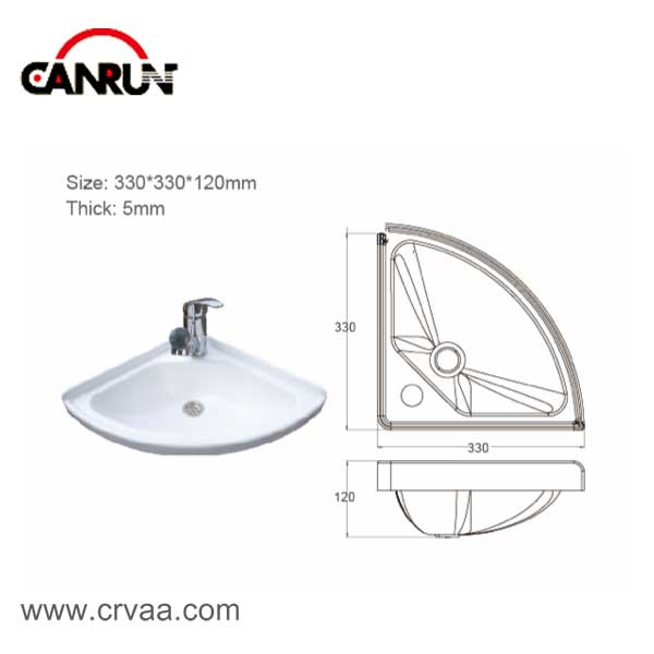 Triangle Sink Corner Plastic Acrylic Wash Basin - 3 