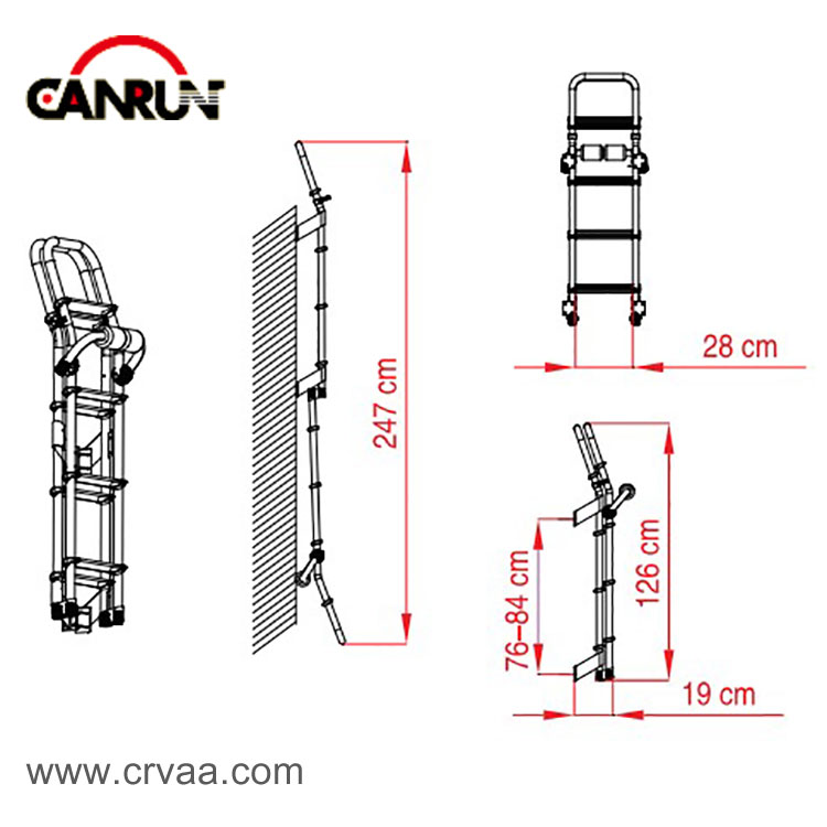 Type B RV Caravane customized with an External Folding Ladder - 1