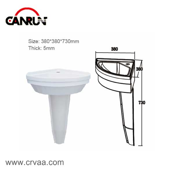Vertical Acrylic Triangle Wash Pedestal Basin - 3