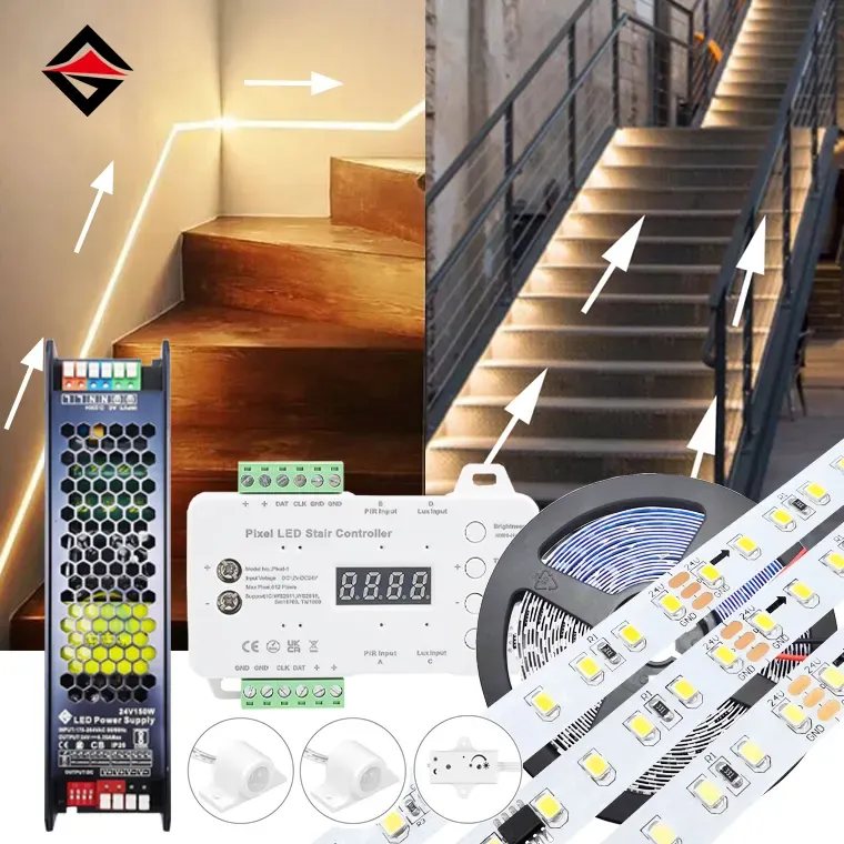 Customizable LED stair light strip set