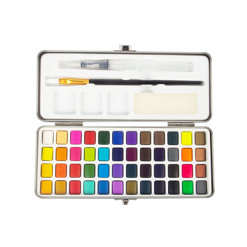 Juego de pintura de acuarela de 48 colores con caja de regalo
