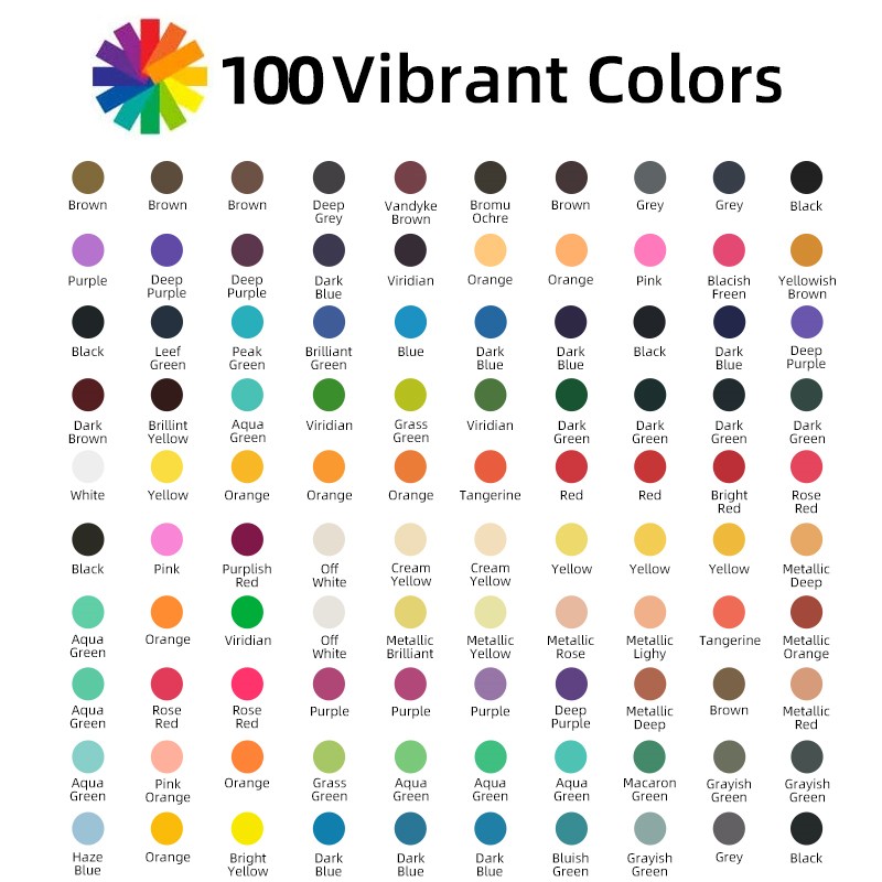 100 farver akvarelfarvesæt med gaveæske
