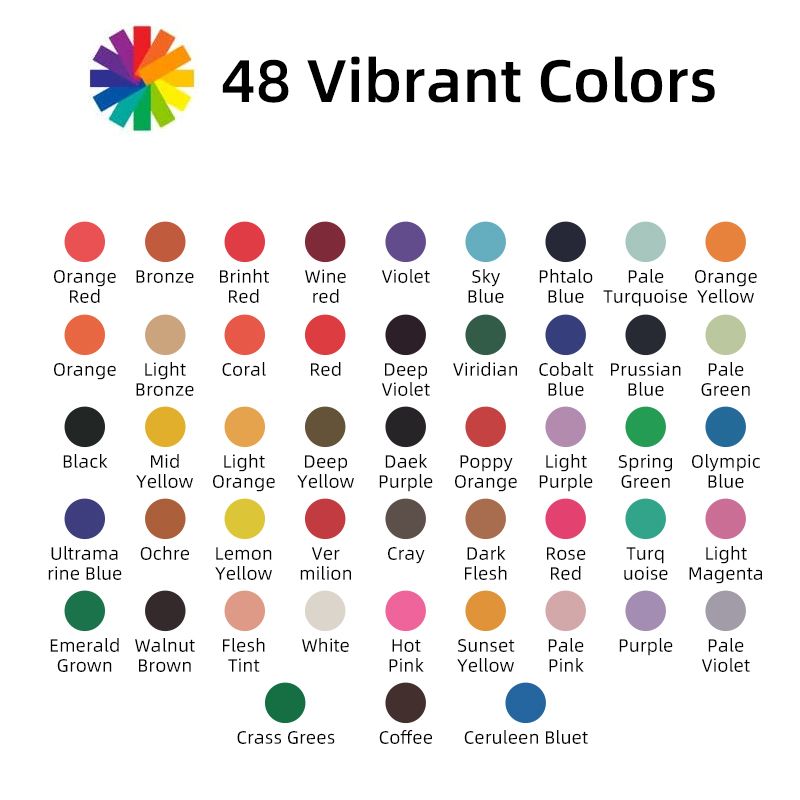 48 farver akvarel maling sæt med gaveæske
