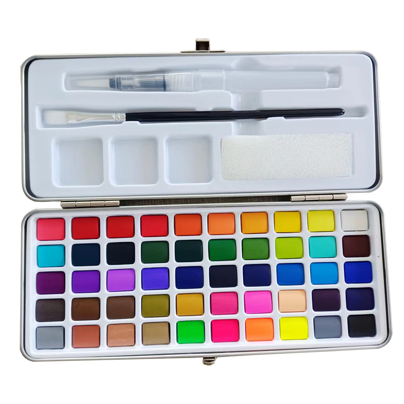 50 farver blik-boks Solid Aquarel Paint Sæt