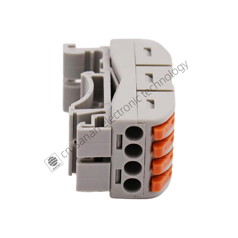4 In 4 Out Orange DIN Rail Terminal Quick Connector