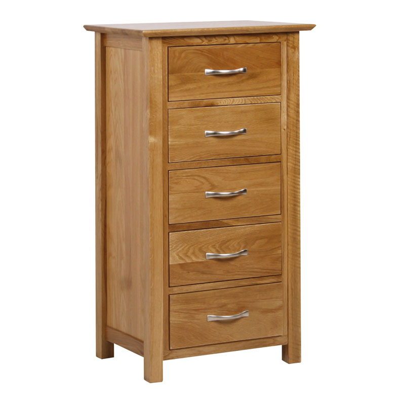 Modern Oak 5 Drawer Cabinet
