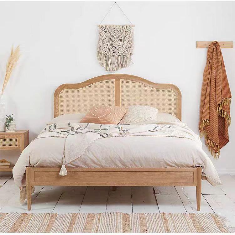 Solid Wood Woven Bed