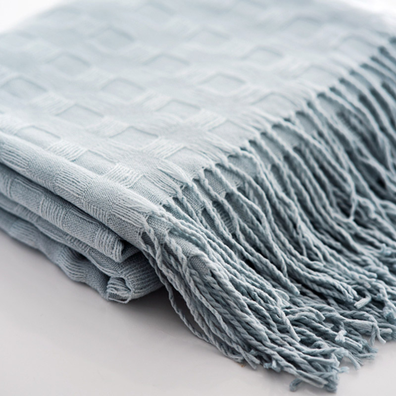 Blue Acrylic Plaited Blankets