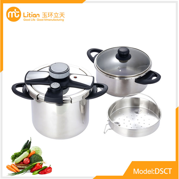 Rotary Knob Stainless Steel Pressure Cooker 4l+7l Set
