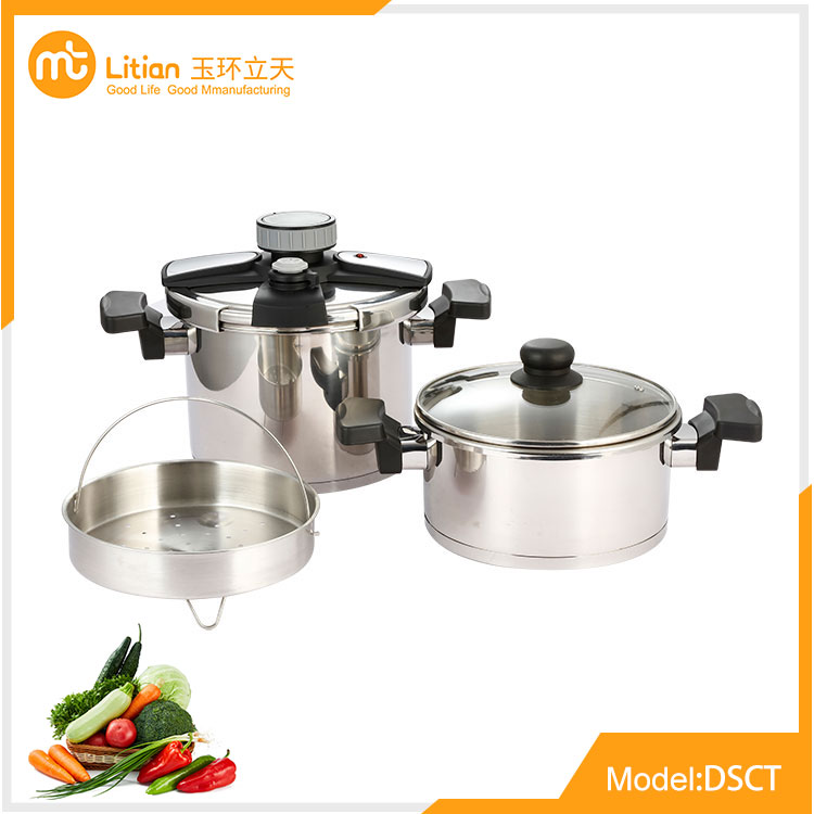 Rotary Knob Stainless Steel Pressure Cooker 4l+6l Set