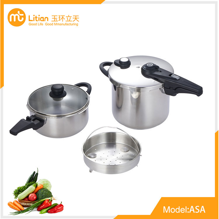 Stainless Steel Pressure Cooker Sets with Long Handle 4l+6l Set
