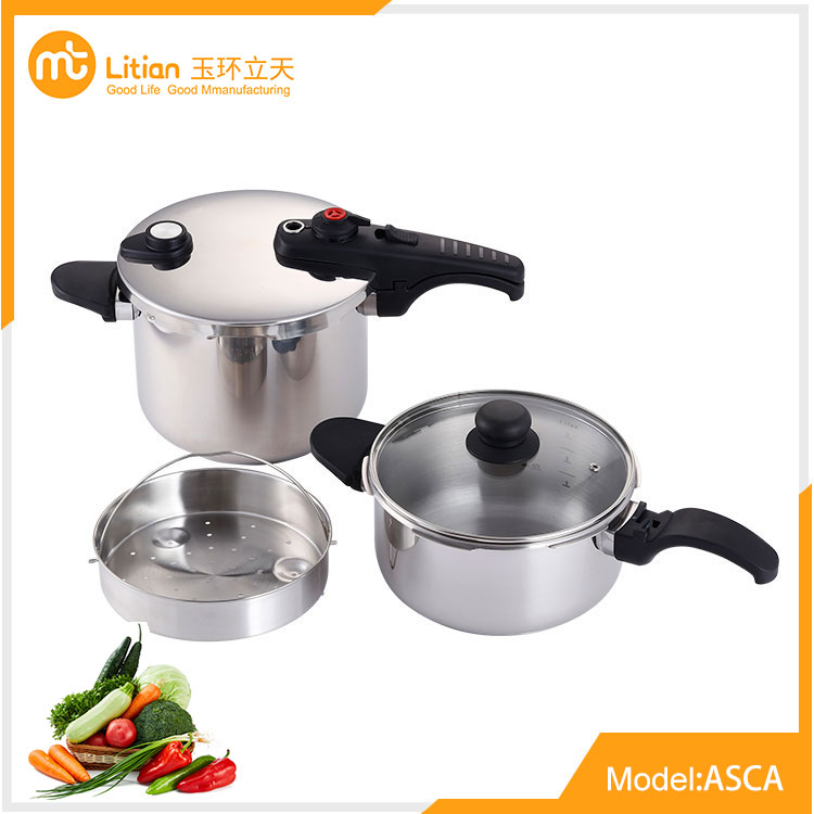 Stainless Steel Pressure Cooker Sets With Long Handle 4l+6l