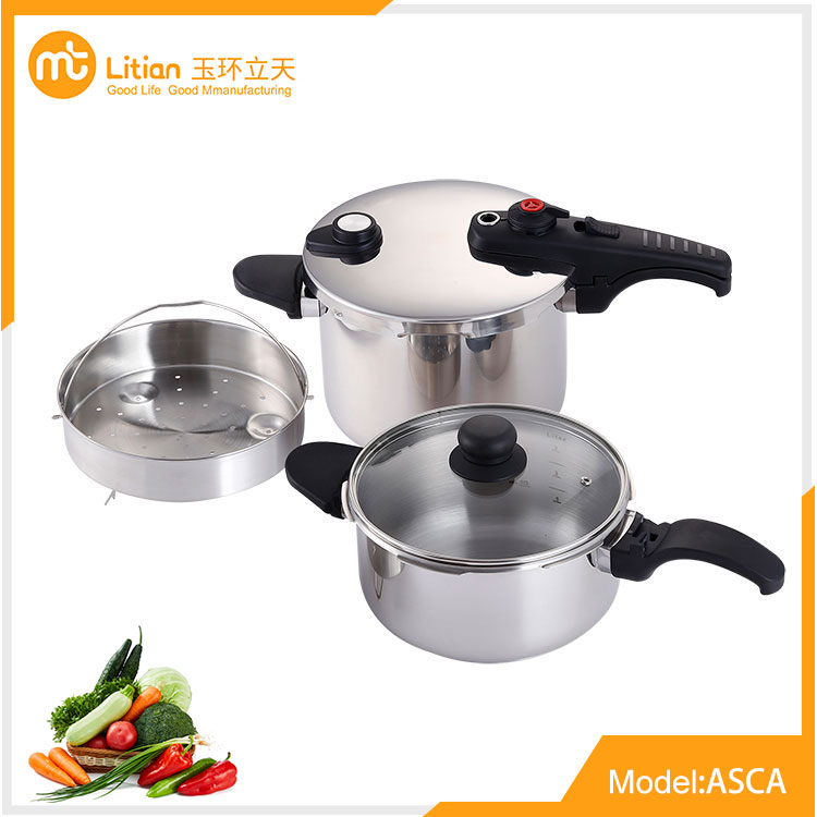 Stainless Steel Pressure Cooker Sets With Long Handle 4l+6l