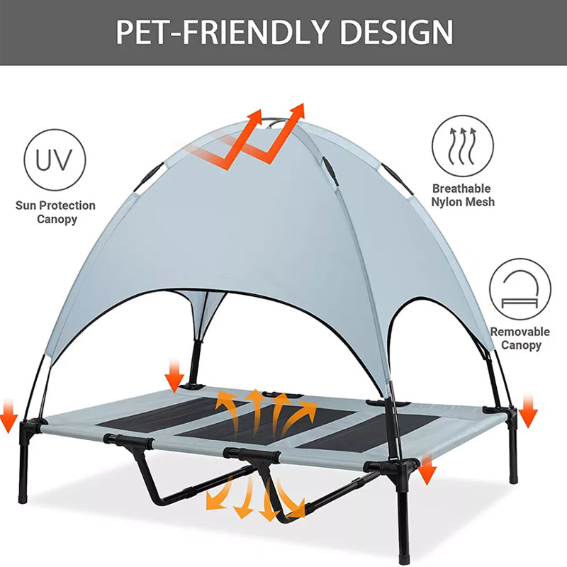 Durable Xlarge Elevated Pet Dog Bed nga adunay Removable Canopy - 6 