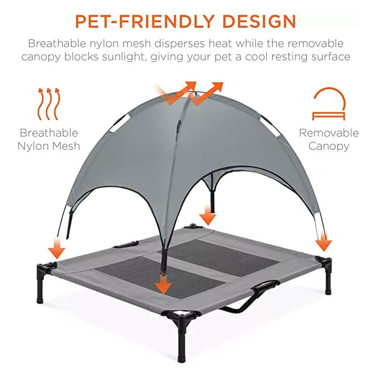 Elevated Pet Cot,Portable Raised Pet Dog Cot with Removable Canopy - 4