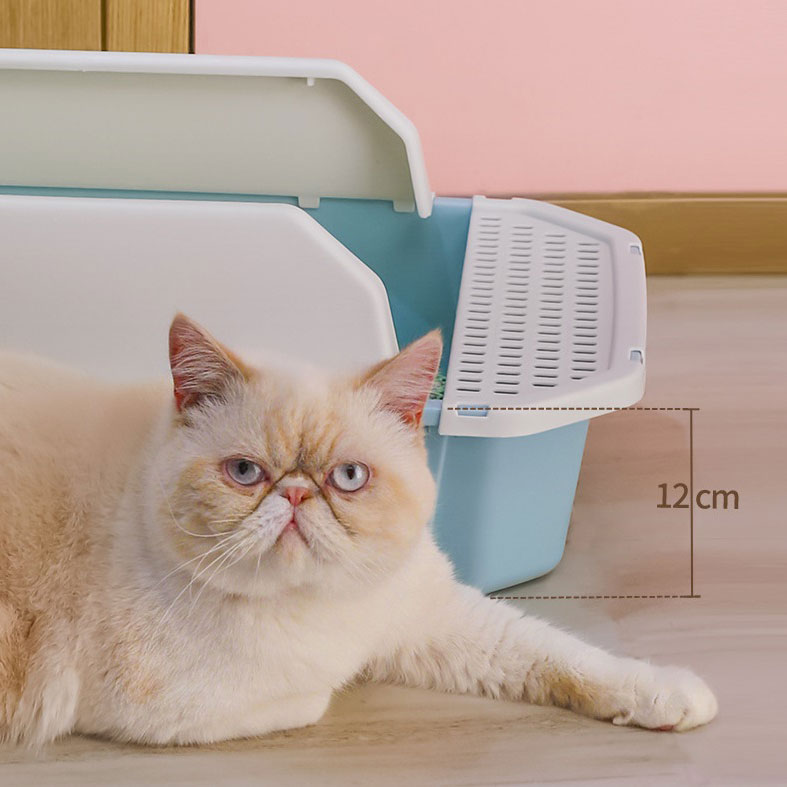 High-Sided Cat Litter Box White Color - 1