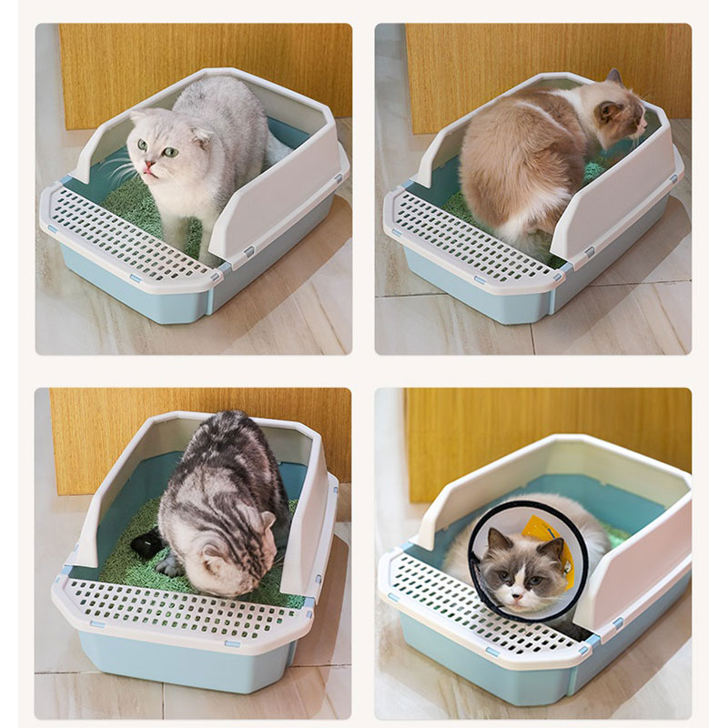 High-Sided Cat Litter Box White Color - 3 