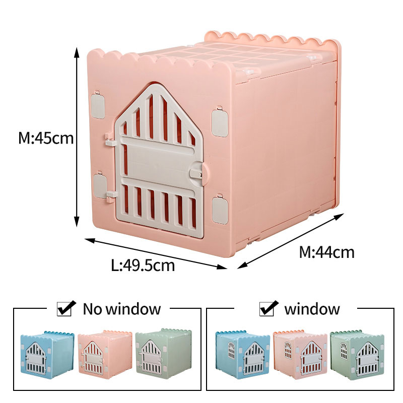 Small Plastic Dog Kennel Cat House Pink Color - 6