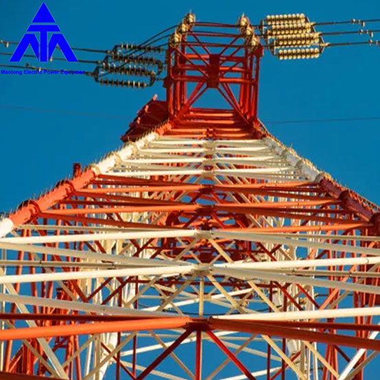 Electric Power Transmission Steel Pipe Painting Tower 500KV