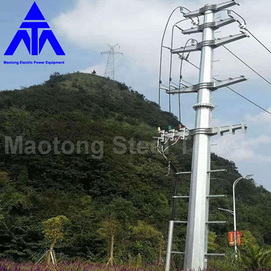 10KV Single Pipe Transmission Monopole Electric Tower
