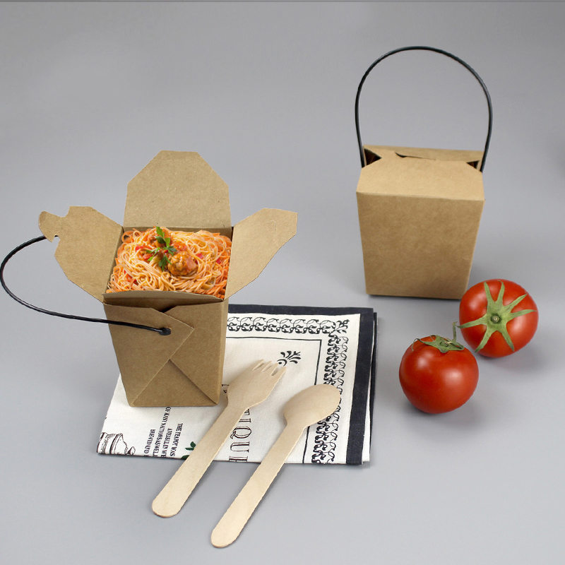 Lunch Noodle Packaging Box With Tray And Handle