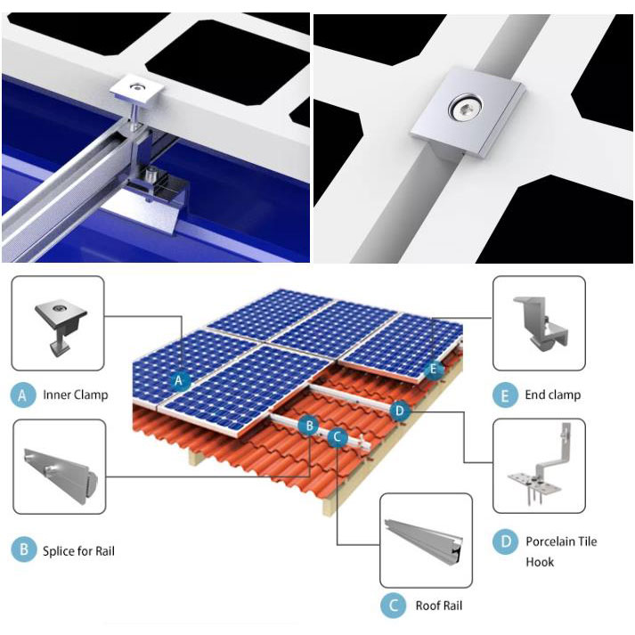Pince d'extrémité en aluminium pour montage sur panneau solaire
