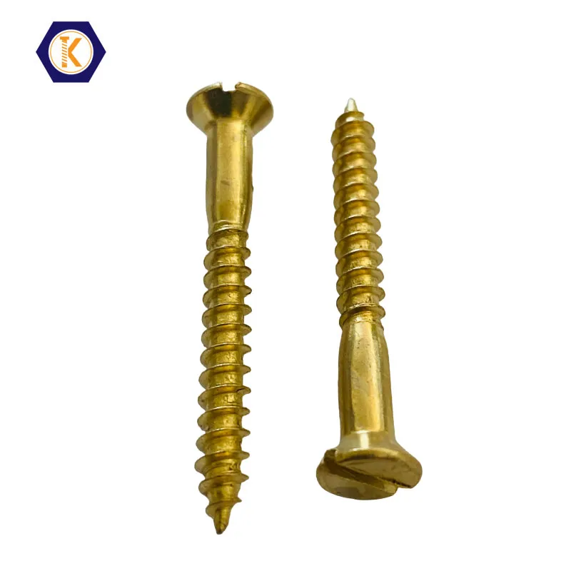 Flat Slotted Head Wood Screw Brass Plated